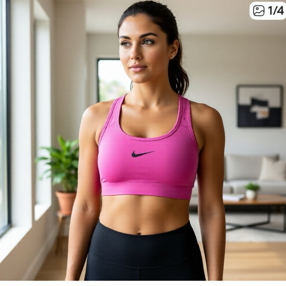 *30off3* Nike Dri-FIT Women's Medium Support Sportsβ Bra Pink Size M